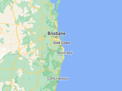 Map showing location of Nerang (-27.98941, 153.33633)