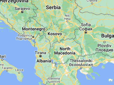 Map showing location of Нераште (42.10667, 21.10889)