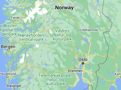 Map showing location of Nesbyen (60.56809, 9.10274)