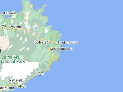 Map showing location of Neskaupstaður (65.14882, -13.67951)