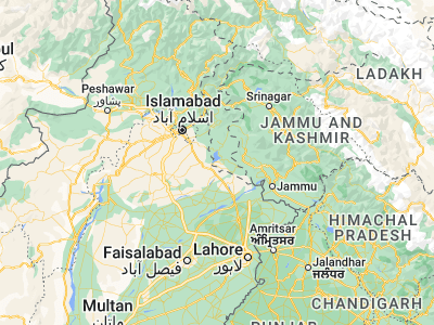 Map showing location of New Mīrpur (33.14176, 73.76736)