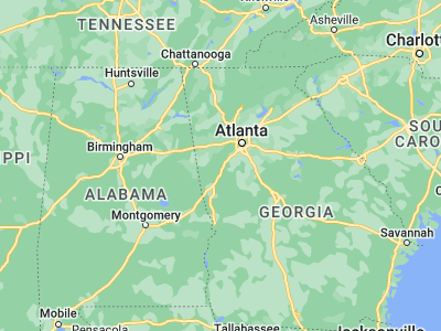 Map showing location of Newnan (33.38067, -84.79966)