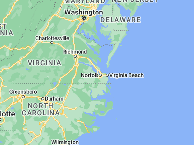 Map showing location of Newport News (36.97876, -76.428)