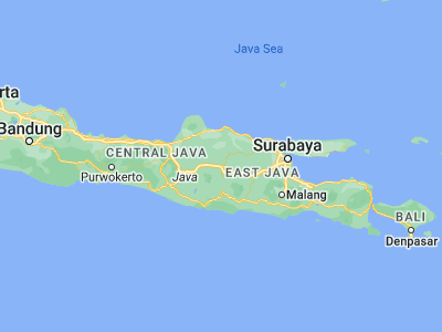 Map showing location of Ngawi (-7.4038, 111.4461)