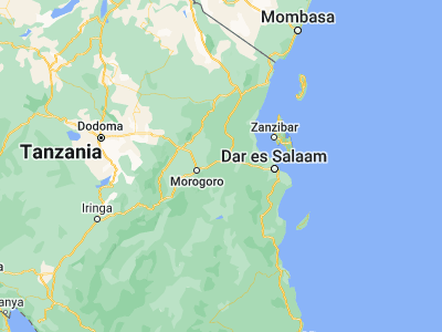 Map showing location of Ngerengere (-6.75, 38.11667)