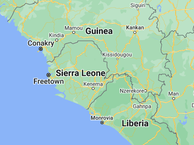 Map showing location of Ngiehun (8.55, -11.05)
