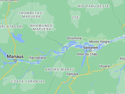 Map showing location of Nhamundá (-2.18611, -56.71306)