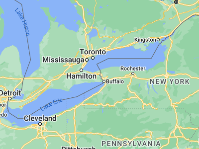 Map showing location of Niagara Falls (43.10012, -79.06627)