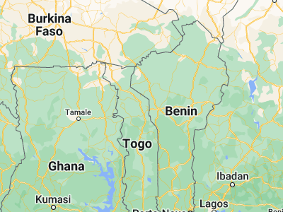 Map showing location of Niamtougou (9.76806, 1.10528)