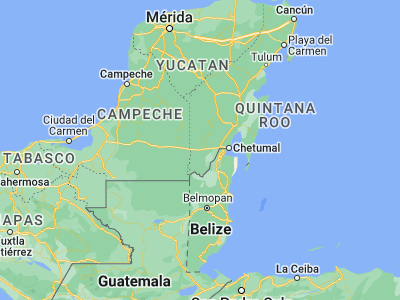 Map showing location of Nicolás Bravo (18.45918, -88.92902)