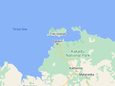 Map showing location of Nightcliff (-12.38056, 130.85389)