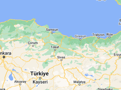 Map showing location of Niksar (40.59167, 36.95167)