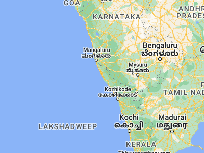 Map showing location of Nīleshwar (12.25, 75.1)