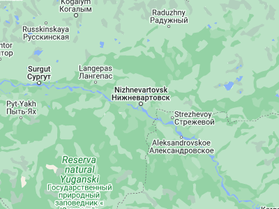Map showing location of Nizhnevartovsk (60.9344, 76.5531)