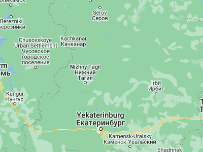Map showing location of Nizhnyaya Salda (58.07756, 60.7202)