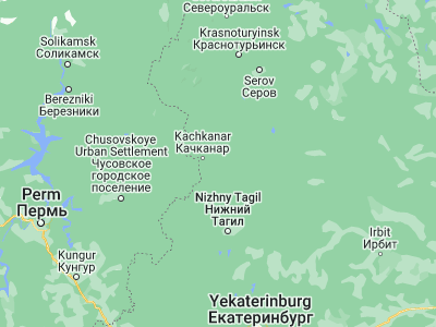 Map showing location of Nizhnyaya Tura (58.6293, 59.8118)