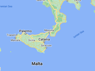 Map showing location of Nizza di Sicilia (37.99496, 15.41189)