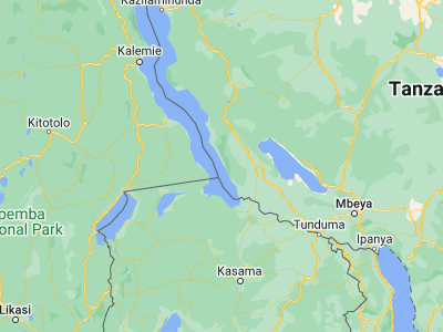 Map showing location of Nkove (-7.95, 30.85)