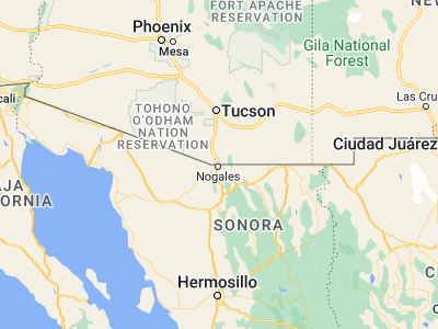 Map showing location of Nogales (31.34038, -110.93425)