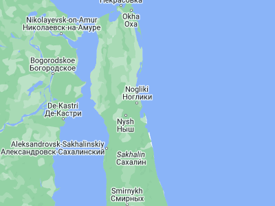 Map showing location of Nogliki (51.79918, 143.13871)