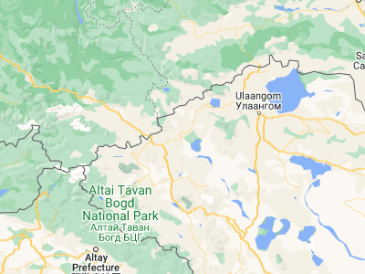 Map showing location of Nogoonnuur (49.61627, 90.24204)