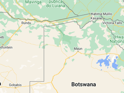 Map showing location of Nokaneng (-19.66667, 22.26667)