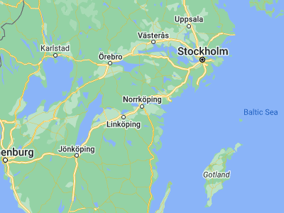 Map showing location of Norrköping (58.59419, 16.1826)