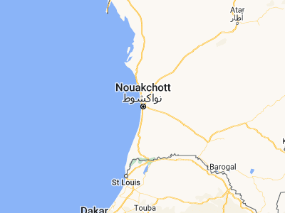 Map showing location of Nouakchott (18.08581, -15.9785)