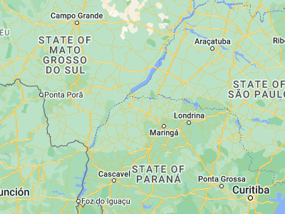 Map showing location of Nova Aurora (-22.86667, -52.56667)