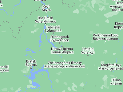 Map showing location of Novaya Igirma (57.1334, 103.9112)