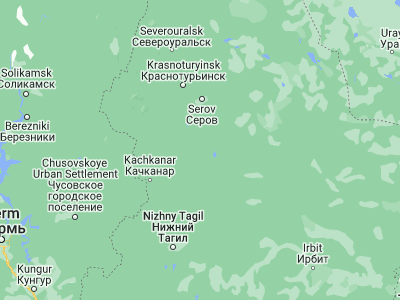 Map showing location of Novaya Lyalya (59.05503, 60.59899)