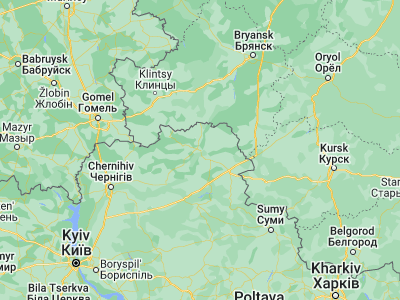 Map showing location of Novhorod-Sivers’kyy (52.00577, 33.2615)