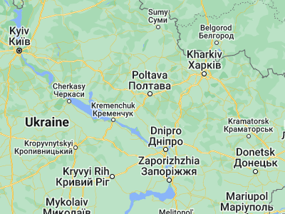Map showing location of Novi Sanzhary (49.34395, 34.31084)