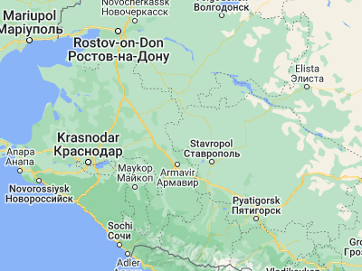 Map showing location of Novoaleksandrovsk (45.4948, 41.22075)