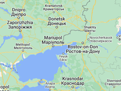 Map showing location of Novoazovs'k (47.11389, 38.08599)
