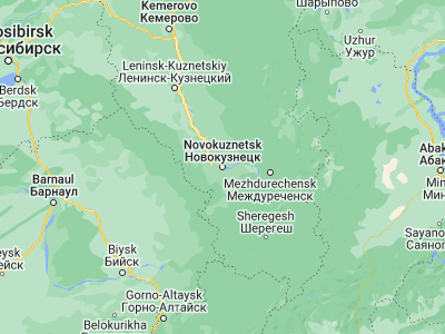 Map showing location of Novokuznetsk (53.7557, 87.1099)