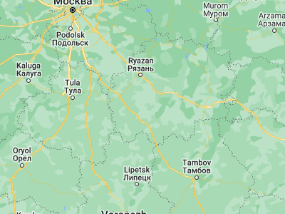 Map showing location of Novomichurinsk (54.0384, 39.7479)