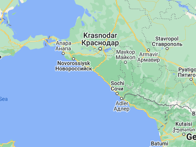 Map showing location of Novomikhaylovskiy (44.2626, 38.8585)