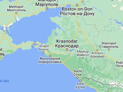 Map showing location of Novomyshastovskaya (45.19909, 38.58272)