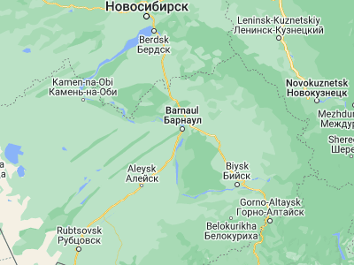 Map showing location of Novosilikatnyy (53.30972, 83.62389)