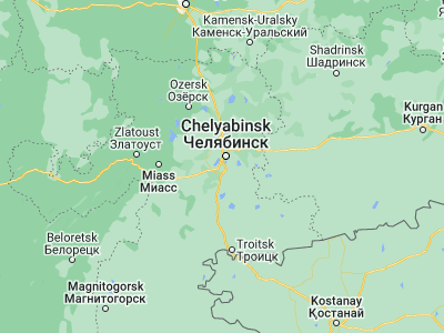 Map showing location of Novosineglazovskiy (55.0401, 61.3792)