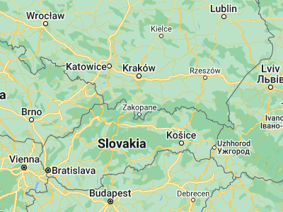 Map showing location of Nowy Targ (49.47783, 20.03228)