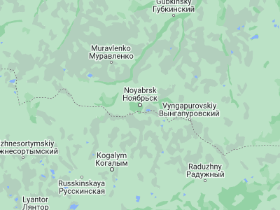 Map showing location of Noyabr'sk (63.19936, 75.45067)