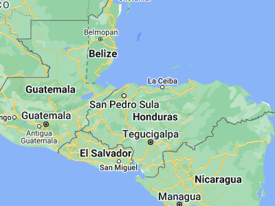 Map showing location of Nueva Esperanza (15.26667, -87.6)