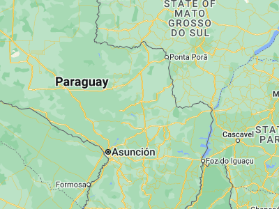 Map showing location of Nueva Germania (-23.9, -56.56667)