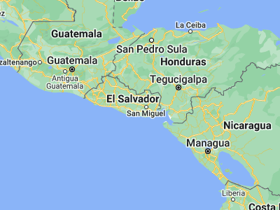 Map showing location of Nueva Guadalupe (13.53333, -88.35)