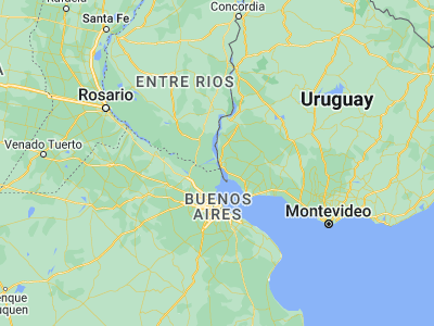 Map showing location of Nueva Palmira (-33.88333, -58.41667)