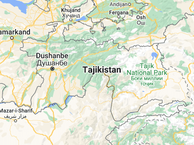Map showing location of Nūsay (38.44294, 70.80541)