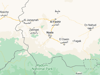 Map showing location of Nyala (12.05, 24.88333)