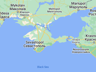 Map showing location of Nyzhn’ohirs’kyy (45.44789, 34.73839)
